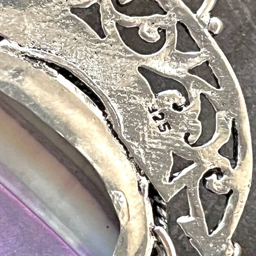 Purple Dendrite Opal Gemstone 2.8” Sterling Silver Pendant - Picture 6 of 6